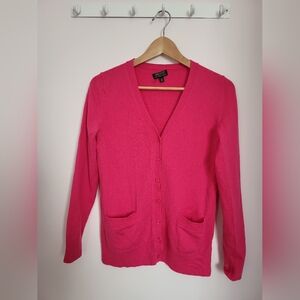 Lord & Taylor Vibrant Pink Women's Wool Cardigan sz S